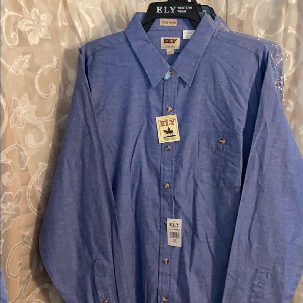 NWT ELY Big Man Work Wear Sport Shirt. 3x Big